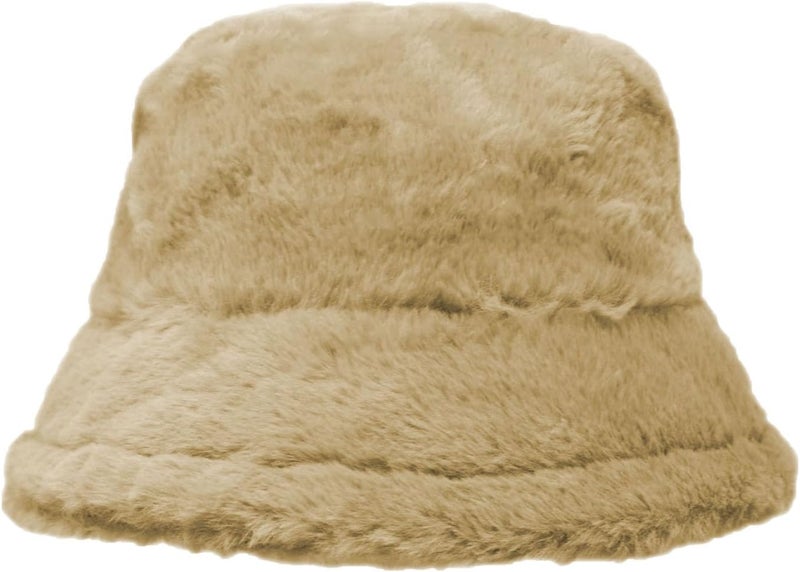 Glory Max Winter Fluffy Plush Bucket Hat Cozy Faux Fur Wide Brim Adjustable Size for Women - Image 2